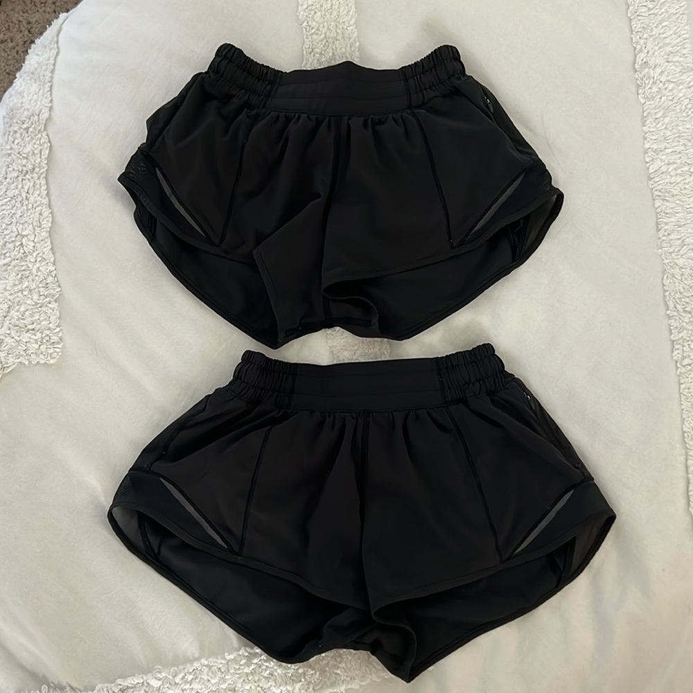 2 pairs of size 2, 2.5 in, lululemon hotty hot shorts